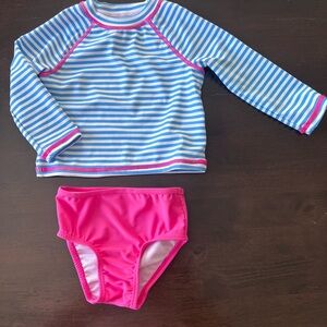 Joe Fresh Blue and Pink Kids Swim Rashguard Set